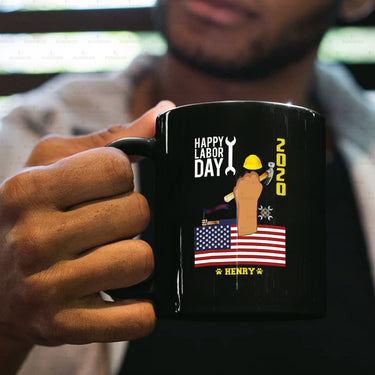 Personalized Dog Gift Idea - Happy Labor Day 2020 For Dog Lovers - Black Mug